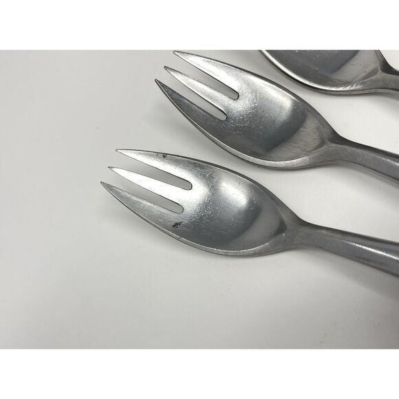 Dansk FJORD Salad Forks Teak Handle Stainless Steel Germany 6 5/8” Set Of 5 - Picture 4 of 9